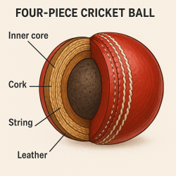 Four-piece cricket ball diagram