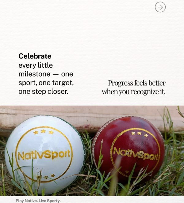 Nativ Sport - White & Red Cricket Leather Ball